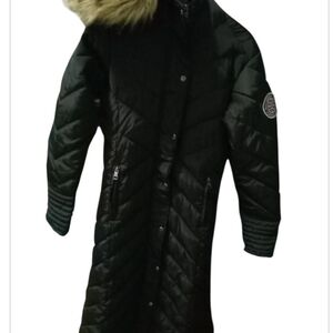 Madden Girl Black Puffer Jacket with Fur Trim